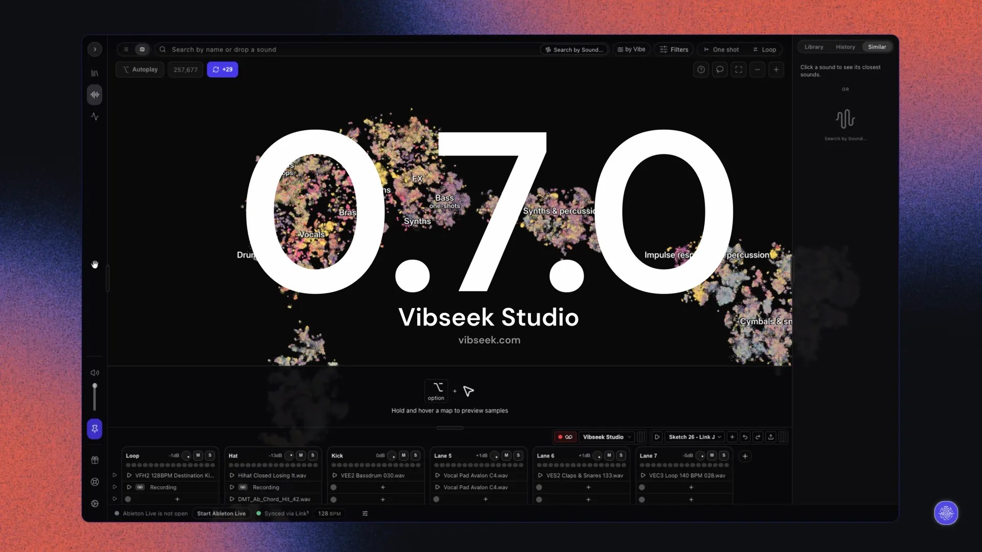 Vibseek Studio 0.7.0: Sketchboard, Sampler & Step Sequencer