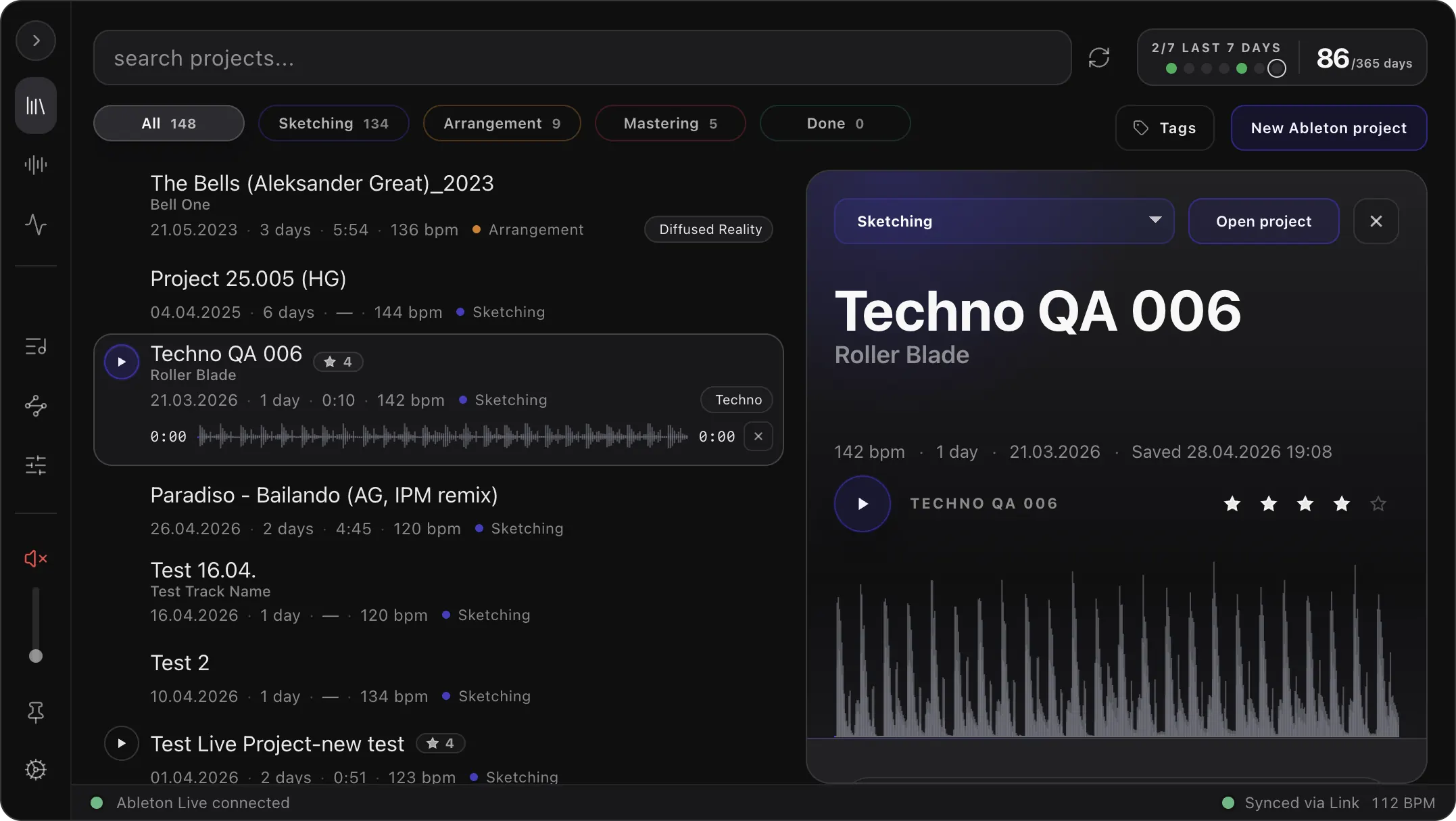 Vibseek Studio projects overview